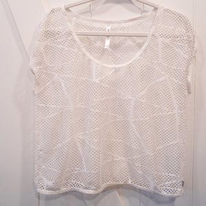Fabletics White Mesh Shirt - Medium